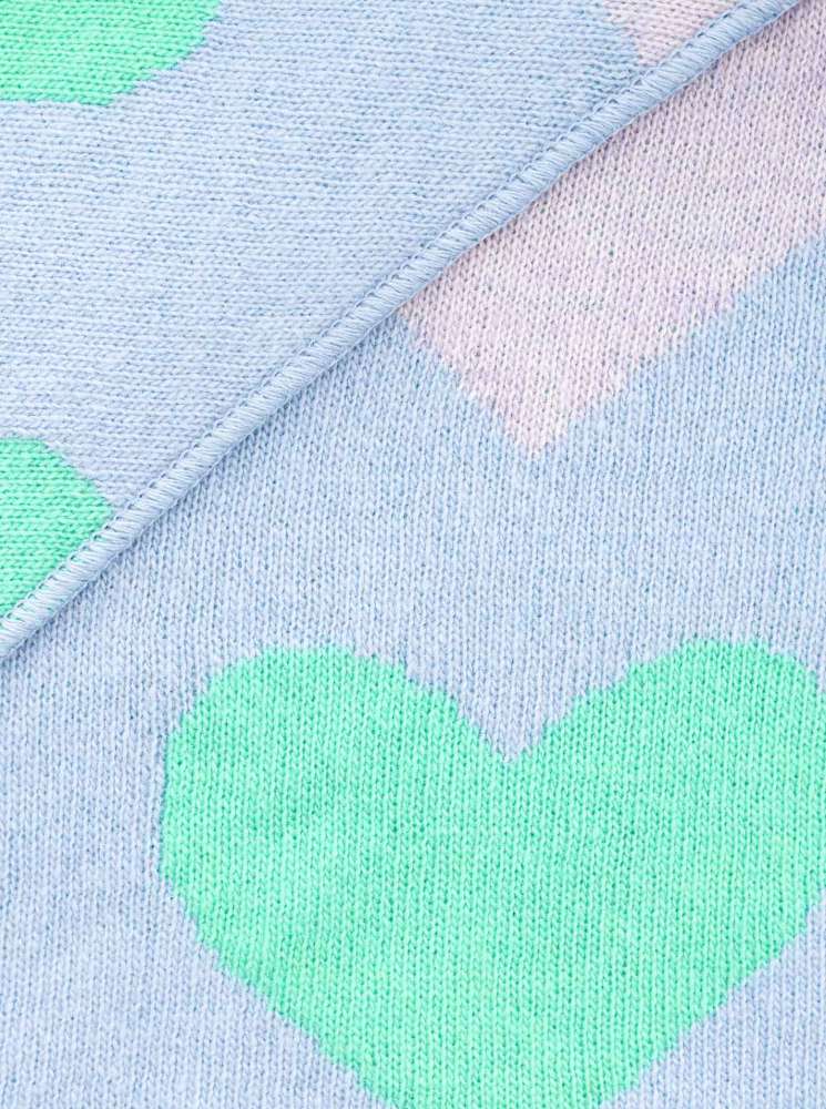 💕 Zwillingsherz Dreieckstuch "Neon Herz" Wolle Kaschmir Blau