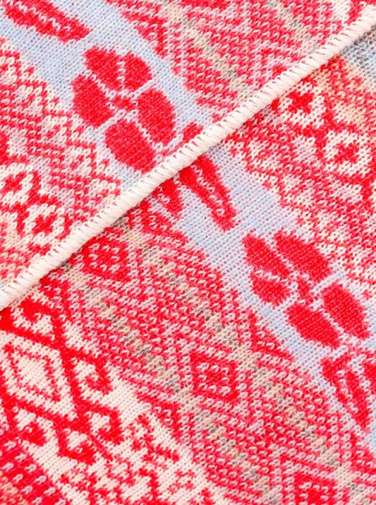 💕 Zwillingsherz Dreieckstuch "Oslo" Norwegermuster Wolle Kaschmir Rosa Rot