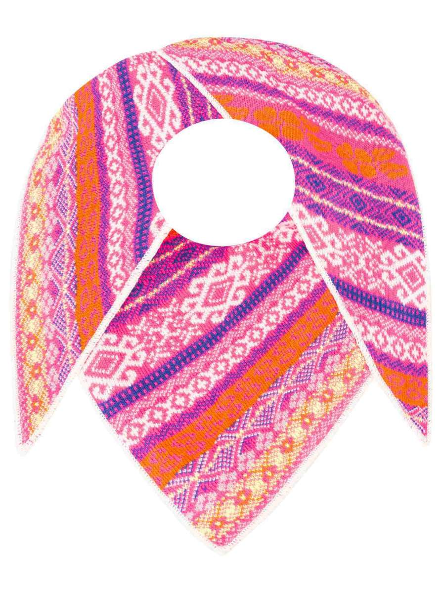 💕 Zwillingsherz Dreieckstuch "Oslo" Norwegermuster Wolle Kaschmir Pink