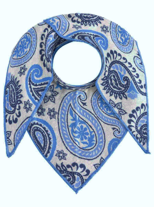 💕 Zwillingsherz Dreieckstuch "Paisley Happy" Baumwolle Grau Blau