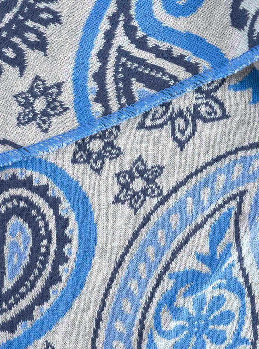 💕 Zwillingsherz Dreieckstuch "Paisley Happy" Baumwolle Grau Blau