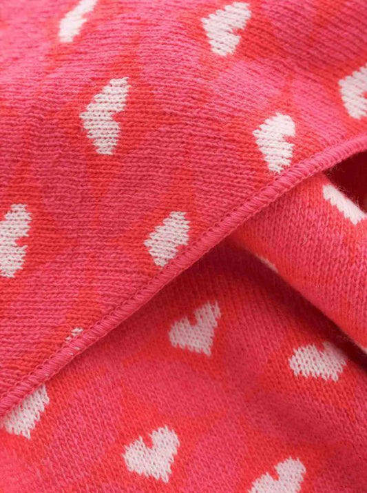 💕 Zwillingsherz Dreieckstuch "Raute Herz" Wolle Kaschmir Pink Orange