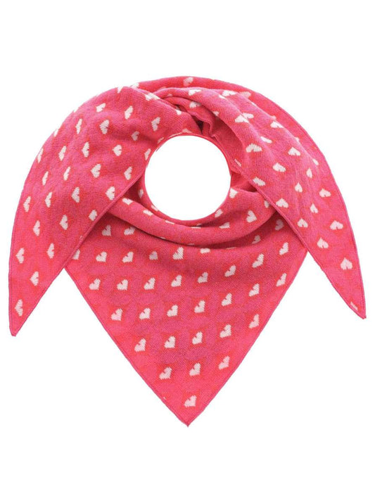 💕 Zwillingsherz Dreieckstuch "Raute Herz" Wolle Kaschmir Pink Orange