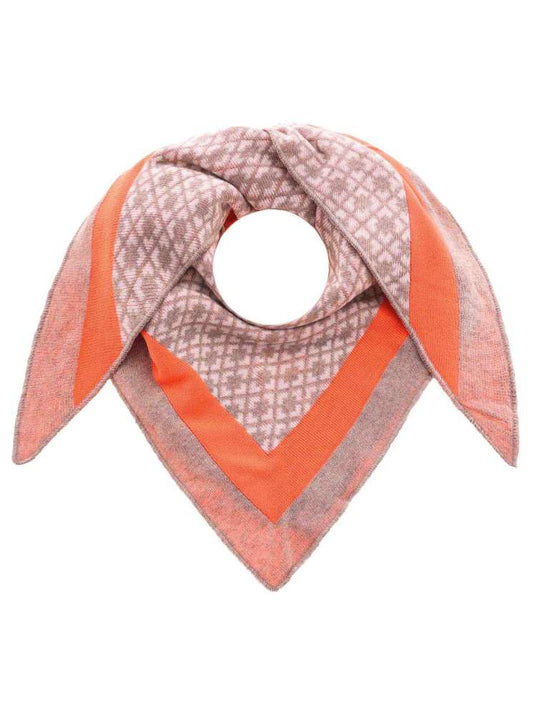 💕 Zwillingsherz Dreieckstuch "Raute an Raute" Wolle Kaschmir Beige Orange