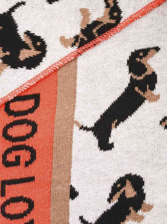 💕 Zwillingsherz Dreieckstuch "Süßer Dackel" Baumwolle Weiß Orange