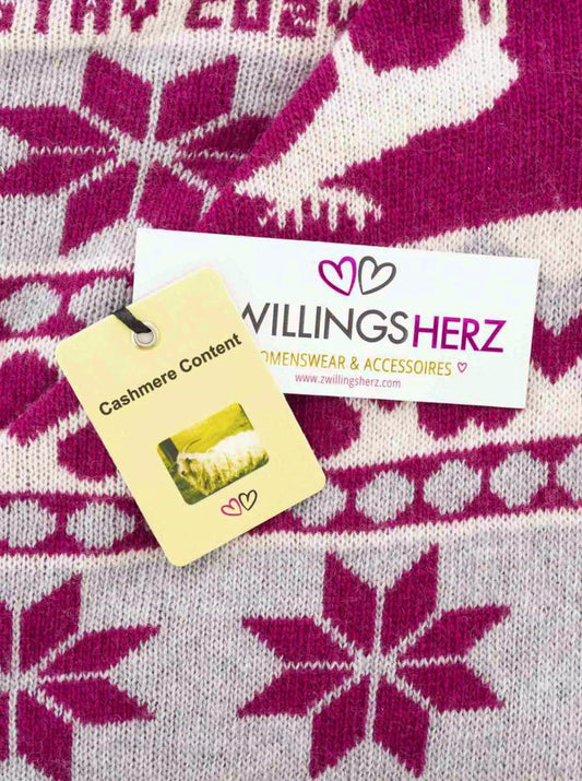 💕 Zwillingsherz Dreieckstuch "Stay Cozy" Wolle Kaschmir Beere Grau