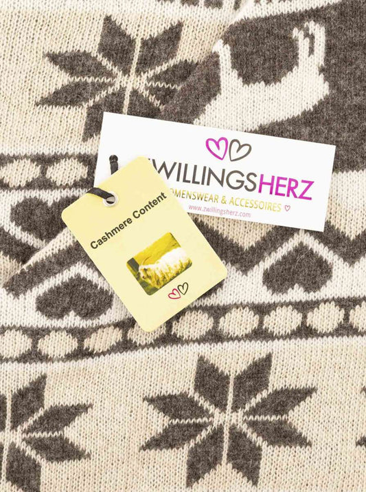 💕 Zwillingsherz Dreieckstuch "Stay Cozy" Wolle Kaschmir Beige