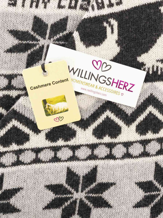 💕 Zwillingsherz Dreieckstuch "Stay Cozy" Wolle Kaschmir Grau