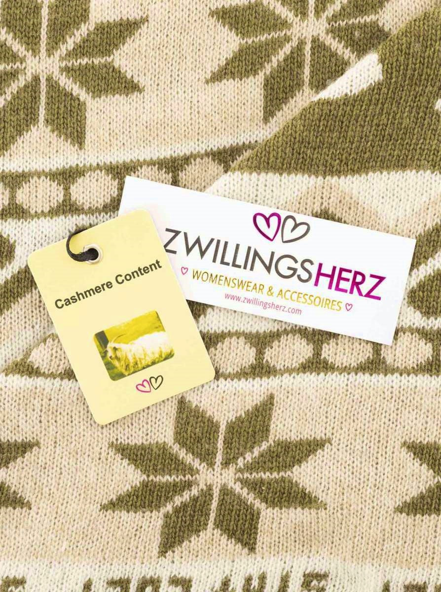 💕 Zwillingsherz Dreieckstuch "Stay Cozy" Wolle Kaschmir Olive
