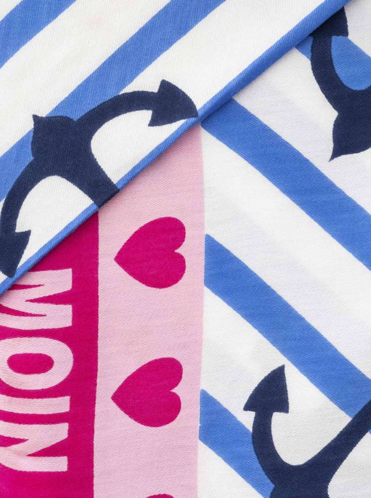 💕 Zwillingsherz Dreieckstuch "Streifen Anker" Viskose Weiß