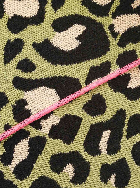 💕 Zwillingsherz Dreieckstuch "Kristine" Baumwolle Leo Khaki Neonrand Pink