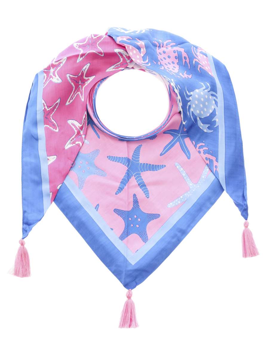 💕 Zwillingsherz Dreieckstuch "Unterwasserwelt" Royalblau 100 % Viskose nachhaltig