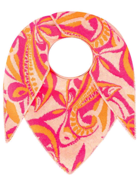 💕 Zwillingsherz Dreieckstuch "Winter Neon" Wolle Kaschmir Pink Orange