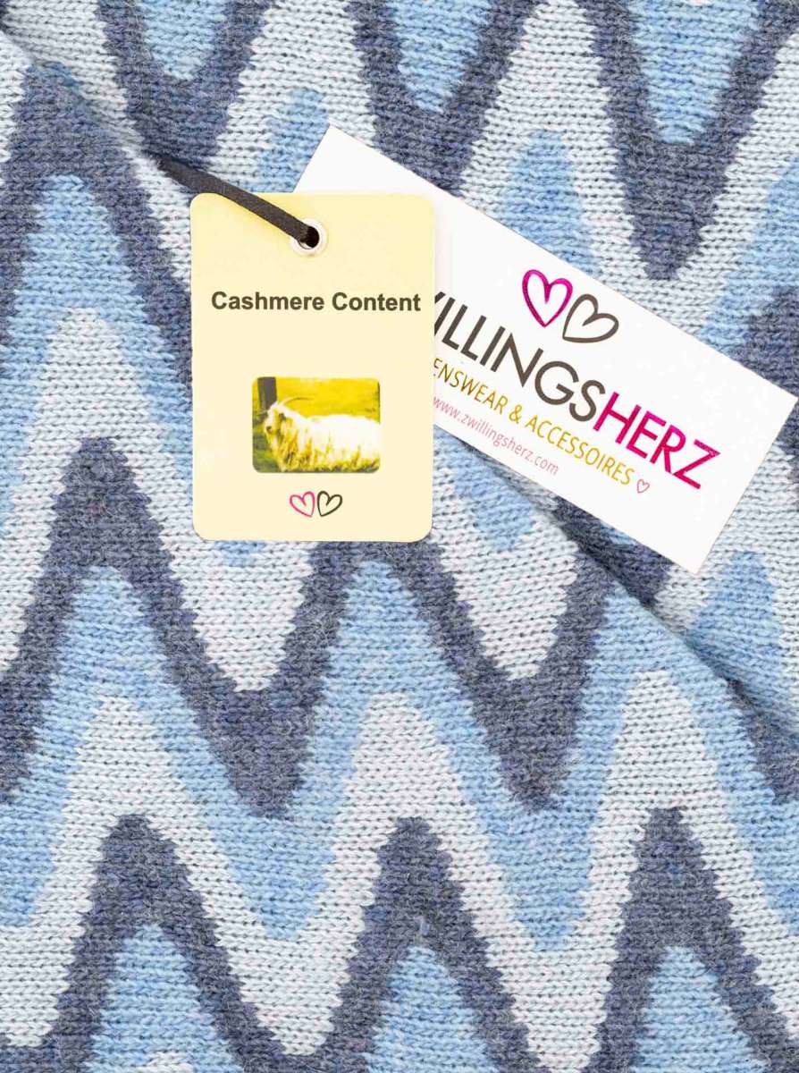 💕 Zwillingsherz Dreieckstuch "Winter Waves" Wolle Kaschmir Hellblau