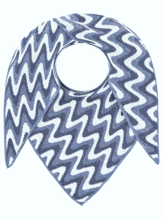 💕 Zwillingsherz Dreieckstuch "Winter Waves" Wolle Kaschmir Blau
