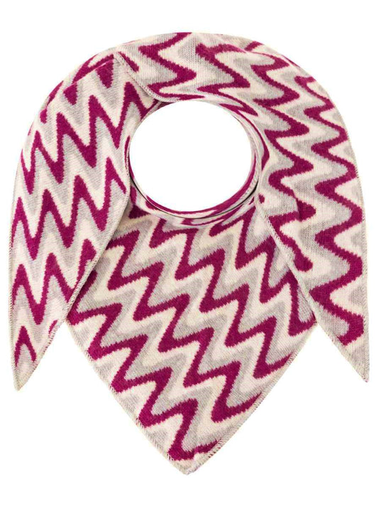 💕 Zwillingsherz Dreieckstuch "Winter Waves" Wolle Kaschmir Grau Rot