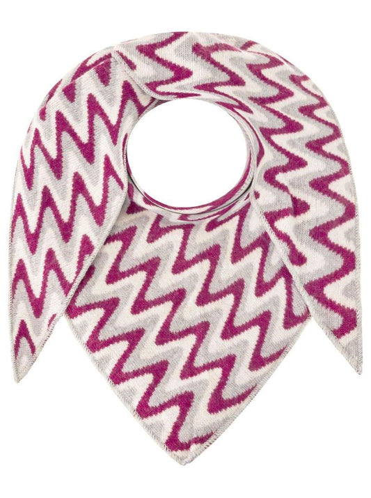 💕 Zwillingsherz Dreieckstuch "Winter Waves" Wolle Kaschmir Grau Rot