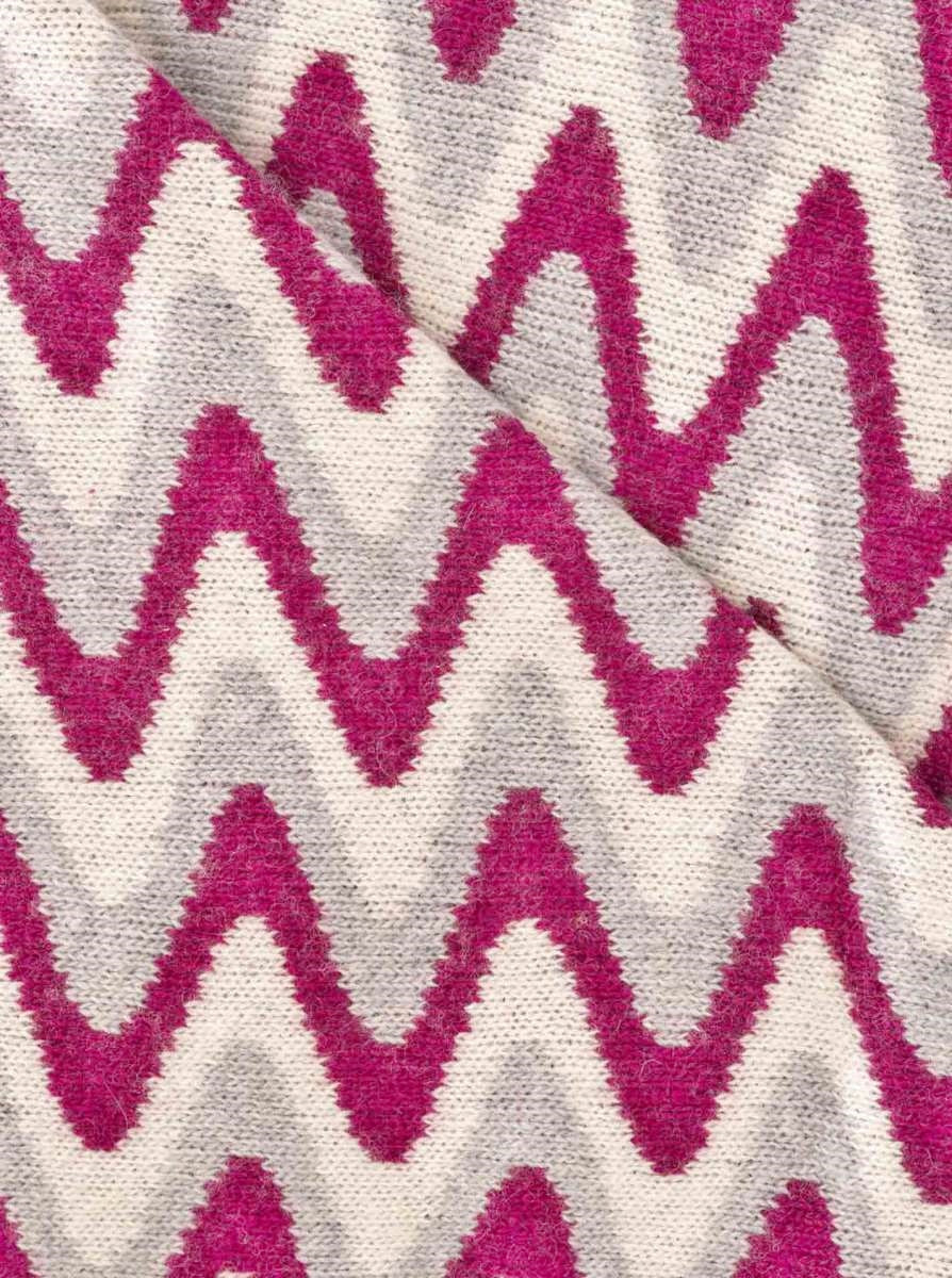 💕 Zwillingsherz Dreieckstuch "Winter Waves" Wolle Kaschmir Grau Rot