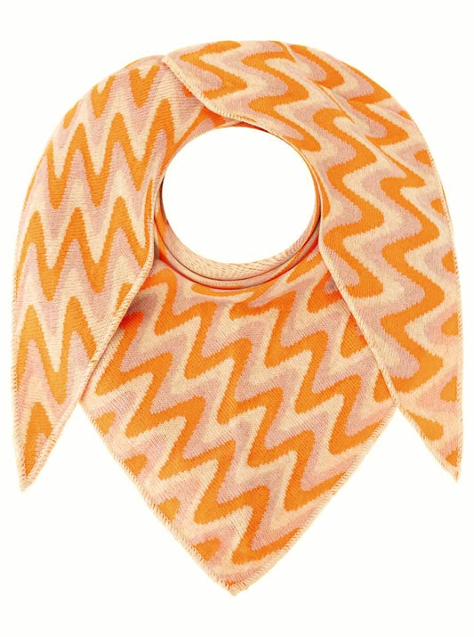 💕 Zwillingsherz Dreieckstuch "Winter Waves" Wolle Kaschmir Orange Rosa