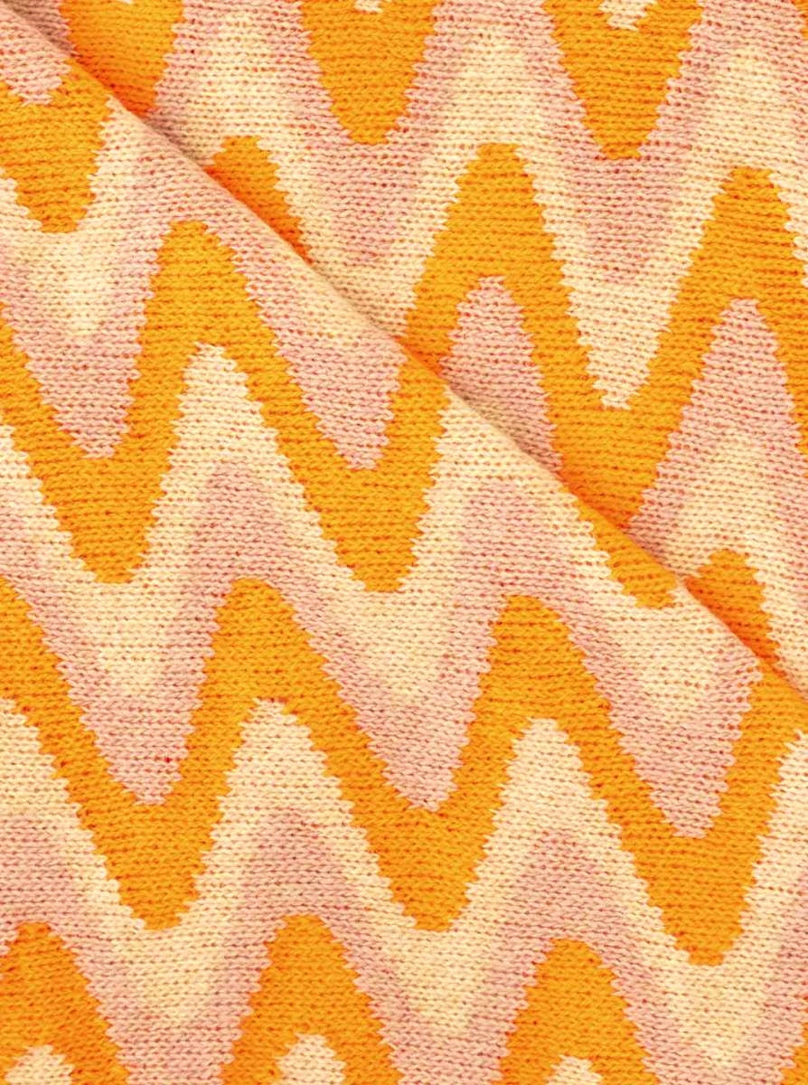 💕 Zwillingsherz Dreieckstuch "Winter Waves" Wolle Kaschmir Orange Rosa
