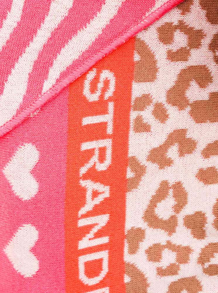 💕 Zwillingsherz Dreieckstuch "Zebra/Leo Strand" Baumwolle Beige Pink