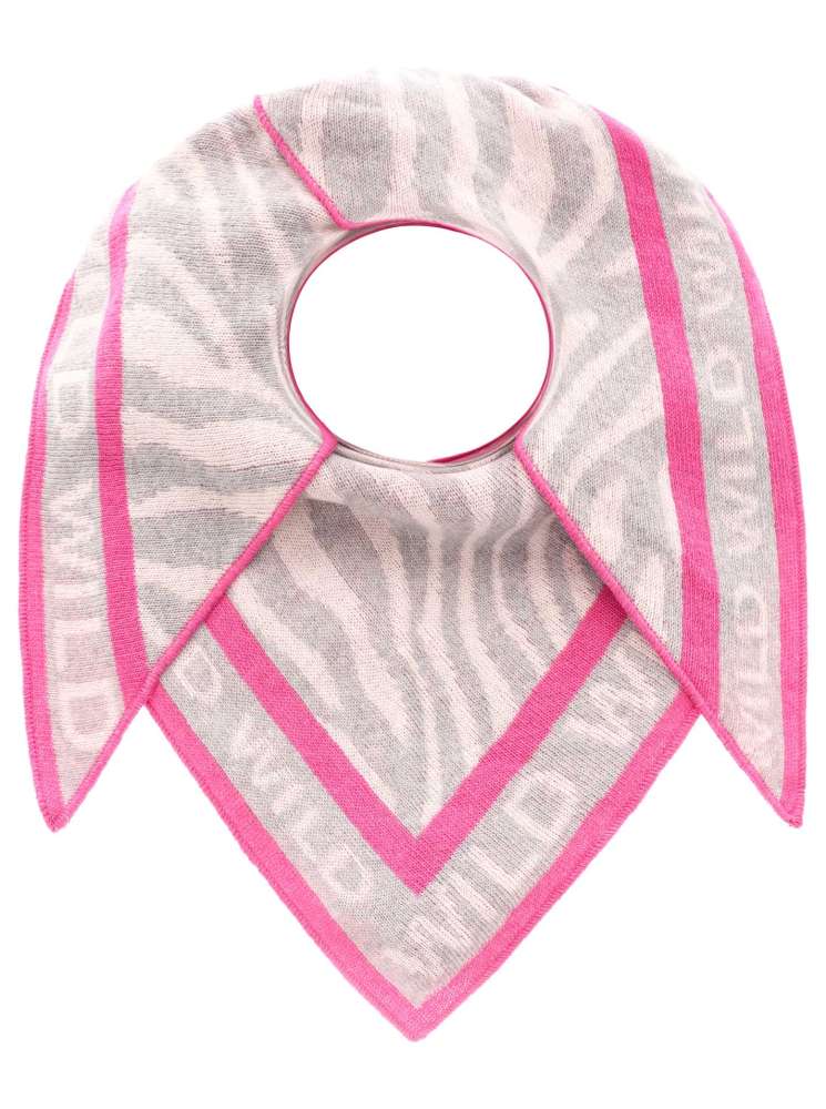 💕 Zwillingsherz Dreieckstuch "Zebra Wild" Wolle Kaschmir Grau Pink