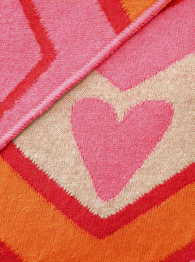 💕 Zwillingsherz Dreieckstuch "ZickZack Herz" Baumwolle Beige Orange Pink