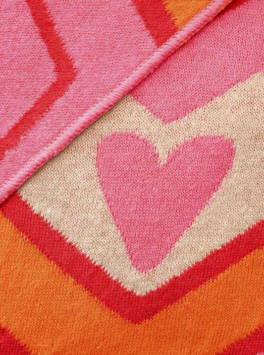 💕 Zwillingsherz Dreieckstuch "ZickZack Herz" Baumwolle Beige Orange Pink
