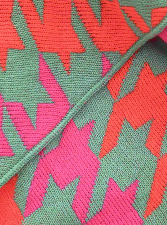 💕 Zwillingsherz Dreieckstuch "Hahnentritt Neon" Wolle Kaschmir Mint Pink Orange