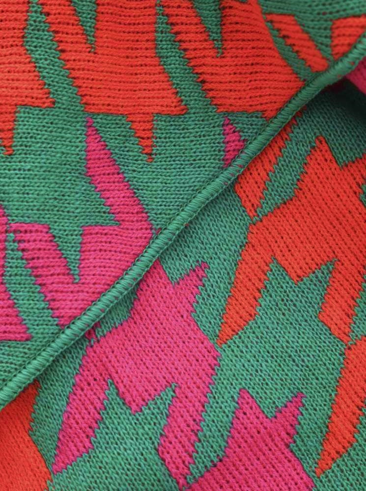 💕 Zwillingsherz Dreieckstuch "Hahnentritt Neon" Wolle Kaschmir Grün Pink Orange