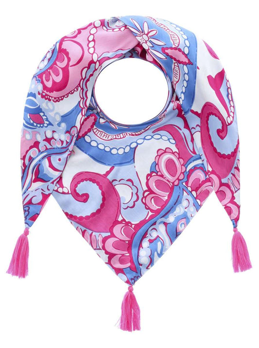 💕 Zwillingsherz Dreieckstuch "Gemalter Paisley" Bambus nachhaltig organic Blau Pink