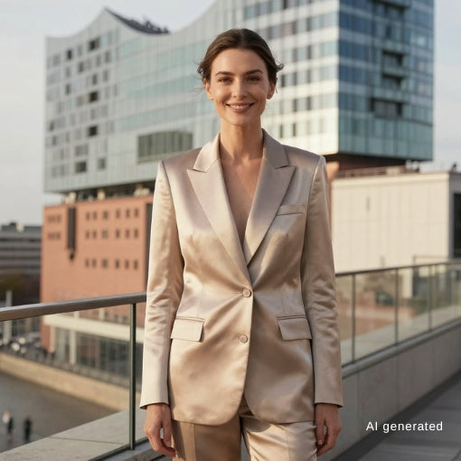 Olsen Blazer mit zwei Knöpfen Satin Cognac