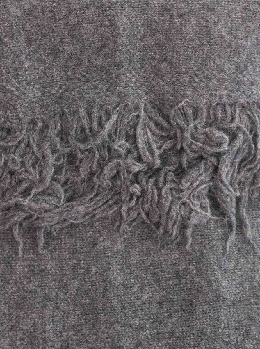 Zwillingsherz XXL Fransenschal "100 % Cashmere" Schal Kaschmir Anthrazit