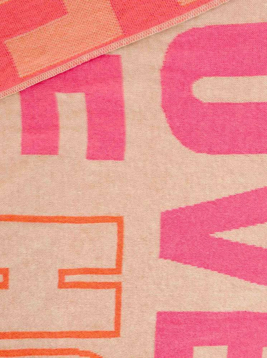 💕 Zwillingsherz Dreieckstuch "Große Schrift" Baumwolle Beige Pink Orange