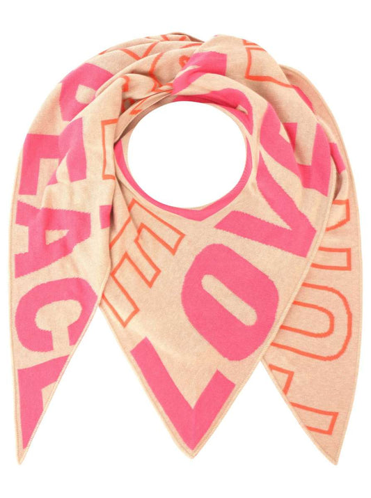 💕 Zwillingsherz Dreieckstuch "Große Schrift" Baumwolle Beige Pink Orange