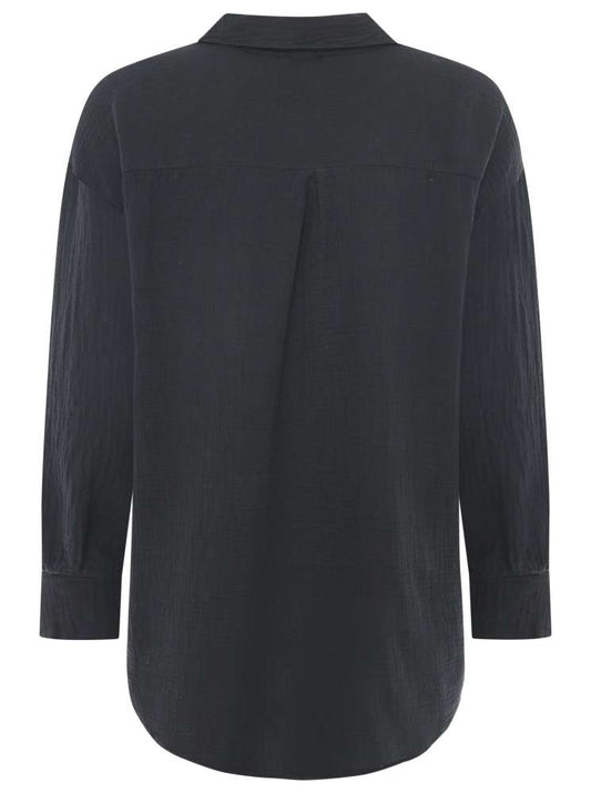 💕 Zwillingsherz Bluse "Rebecca" Longbluse Musselin 100 % Baumwolle Schwarz