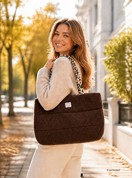 💕 Zwillingsherz Shopper "Teddy Leo Classic" Tasche Braun