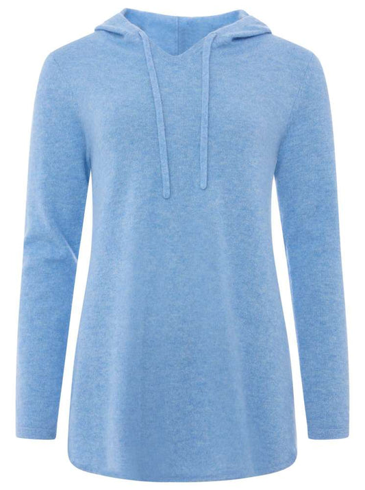 💕 Zwillingsherz Pullover Pulli Hoodie 100 % Kaschmir Kapuze Hellblau