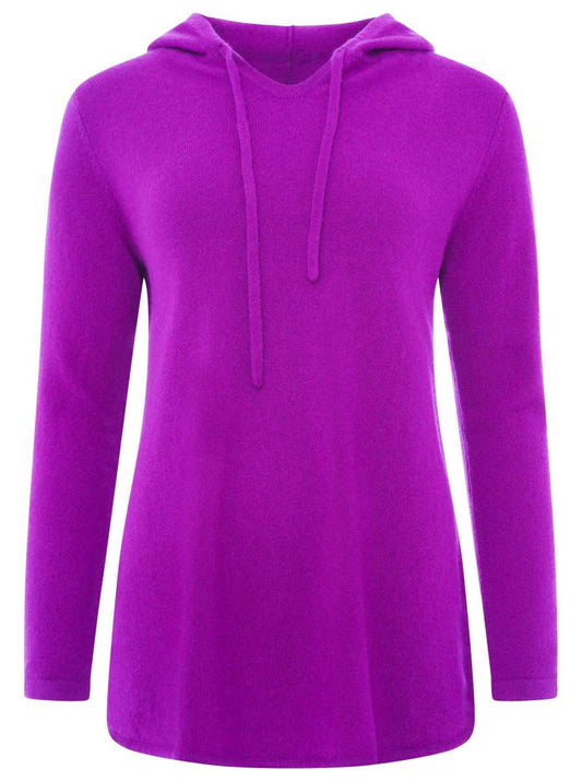 💕 Zwillingsherz Pullover Pulli "Uni" Hoodie 100 % Kaschmir Kapuze Mittellila