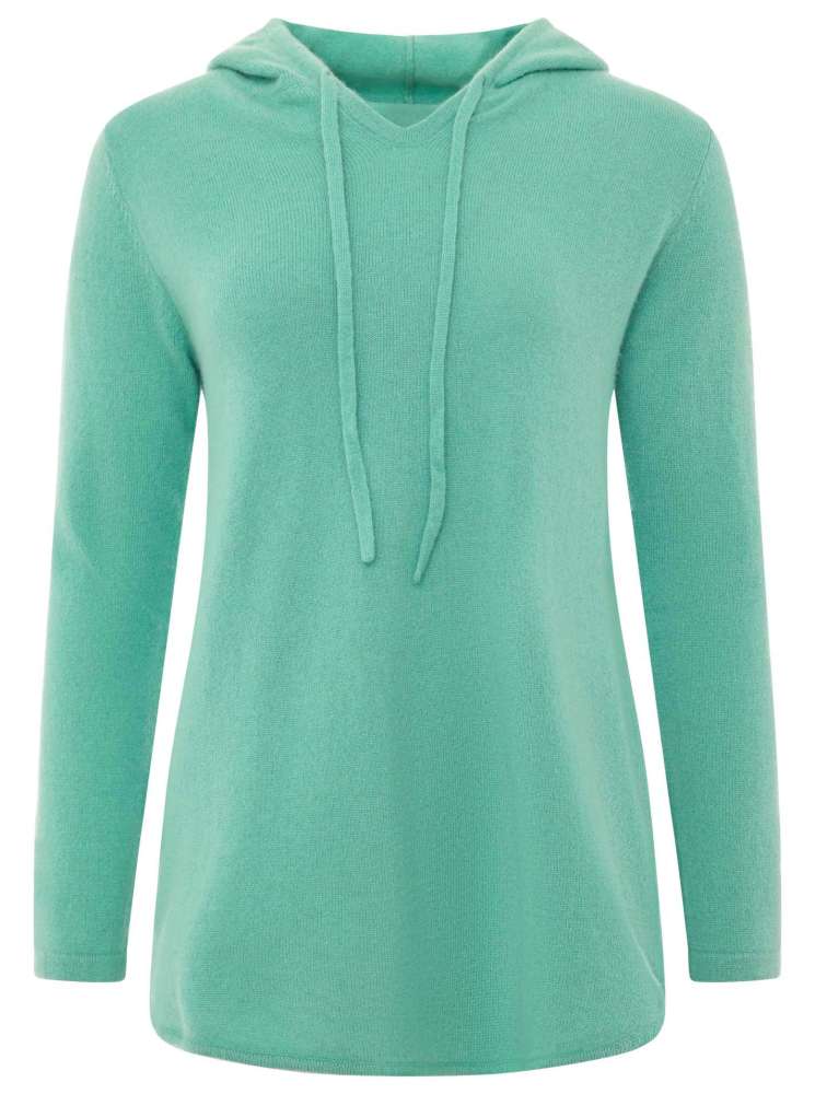 💕 Zwillingsherz Pullover Pulli "Uni" Hoodie 100 % Kaschmir Kapuze Salbei