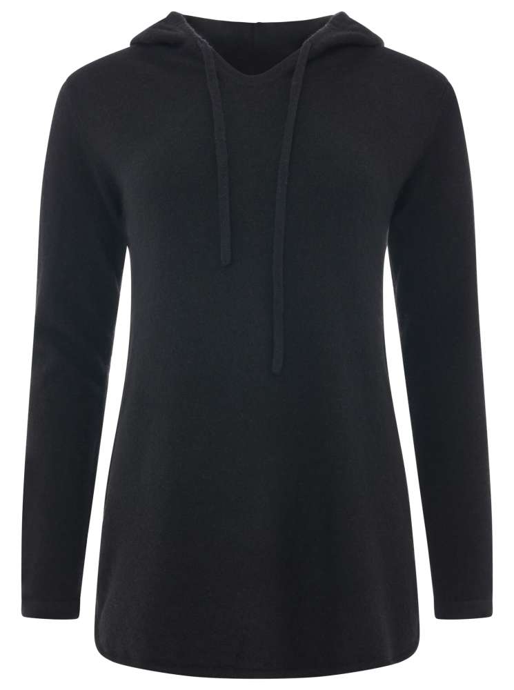 💕 Zwillingsherz Pullover Pulli Hoodie 100 % Kaschmir Kapuze Schwarz