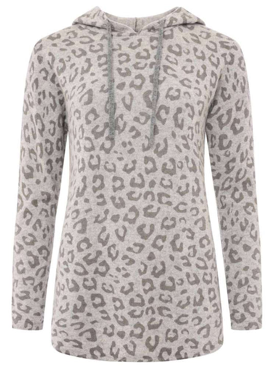 💕 Zwillingsherz Pullover Pulli Hoodie "Leo" 100 % Kaschmir Kapuze Hellgrau