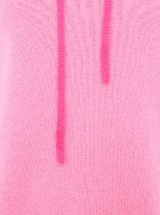 💕 Zwillingsherz Pullover Pulli Hoodie 100 % Kaschmir "Neon Kante" Kapuze Rosa Neonpink