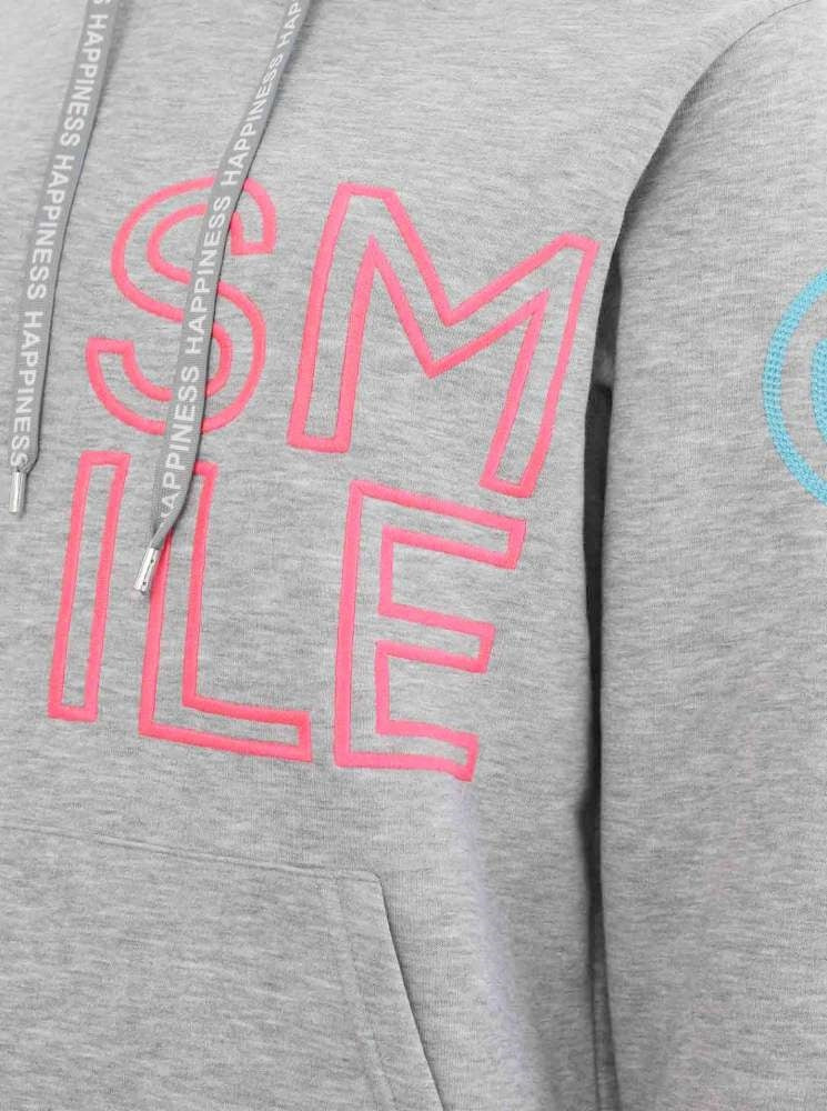 💕 Zwillingsherz Sweatshirt Hoodie "Alissa" Sweater Baumwolle Hellgrau