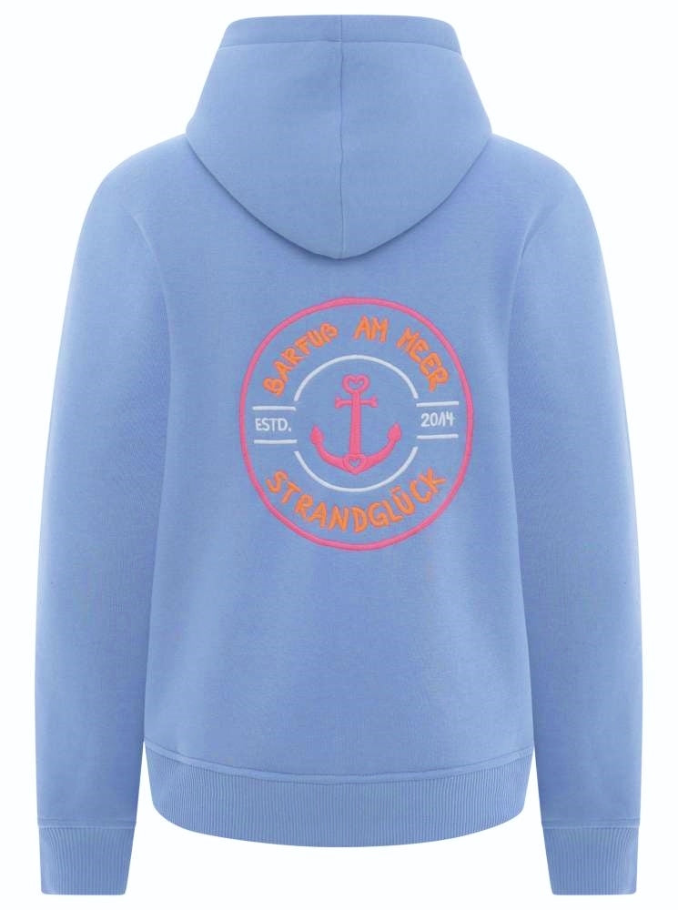 💕 Zwillingsherz Hoodie Sweatshirt "Barfuß am Meer ZH" Sweater Baumwolle Blau