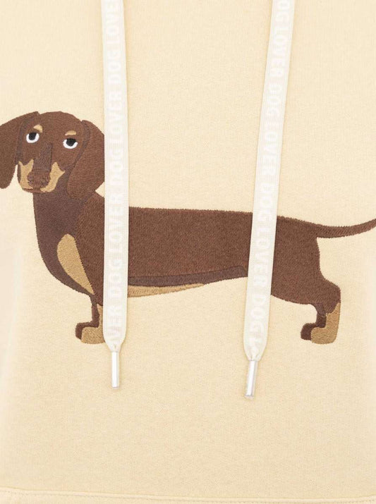 Zwillingsherz Sweatshirt Hoodie "Dackel" Sweater Baumwolle Beige
