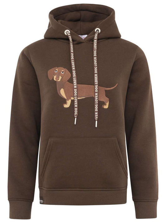 Zwillingsherz Sweatshirt Hoodie "Dackel" Sweater Baumwolle Braun
