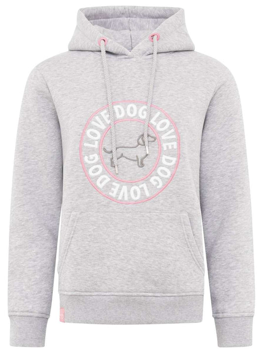 💕 Zwillingsherz Sweatshirt Hoodie "Dog Love" Sweater Baumwolle Grau
