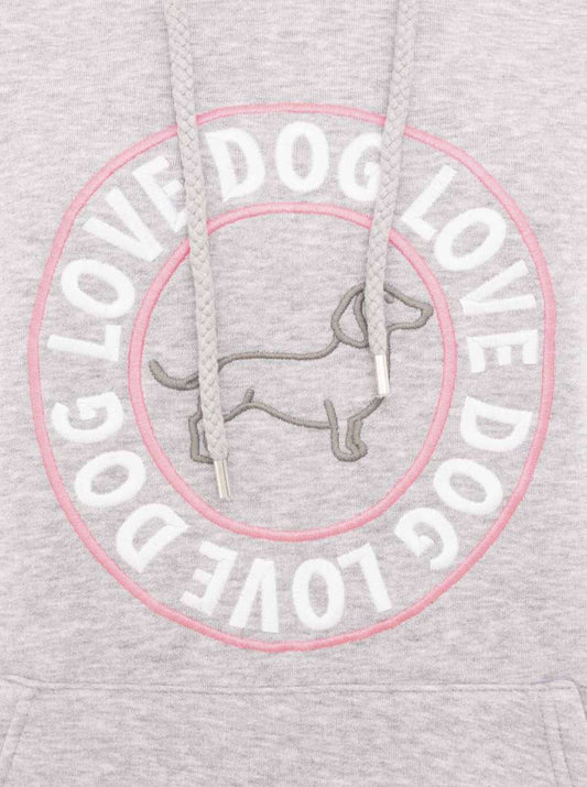 💕 Zwillingsherz Sweatshirt Hoodie "Dog Love" Sweater Baumwolle Grau