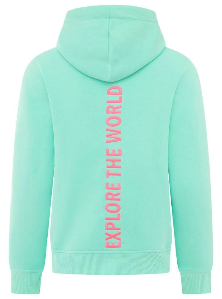 💕 Zwillingsherz Hoodie Sweatshirt "Explore the world" Sweater Baumwolle Mint